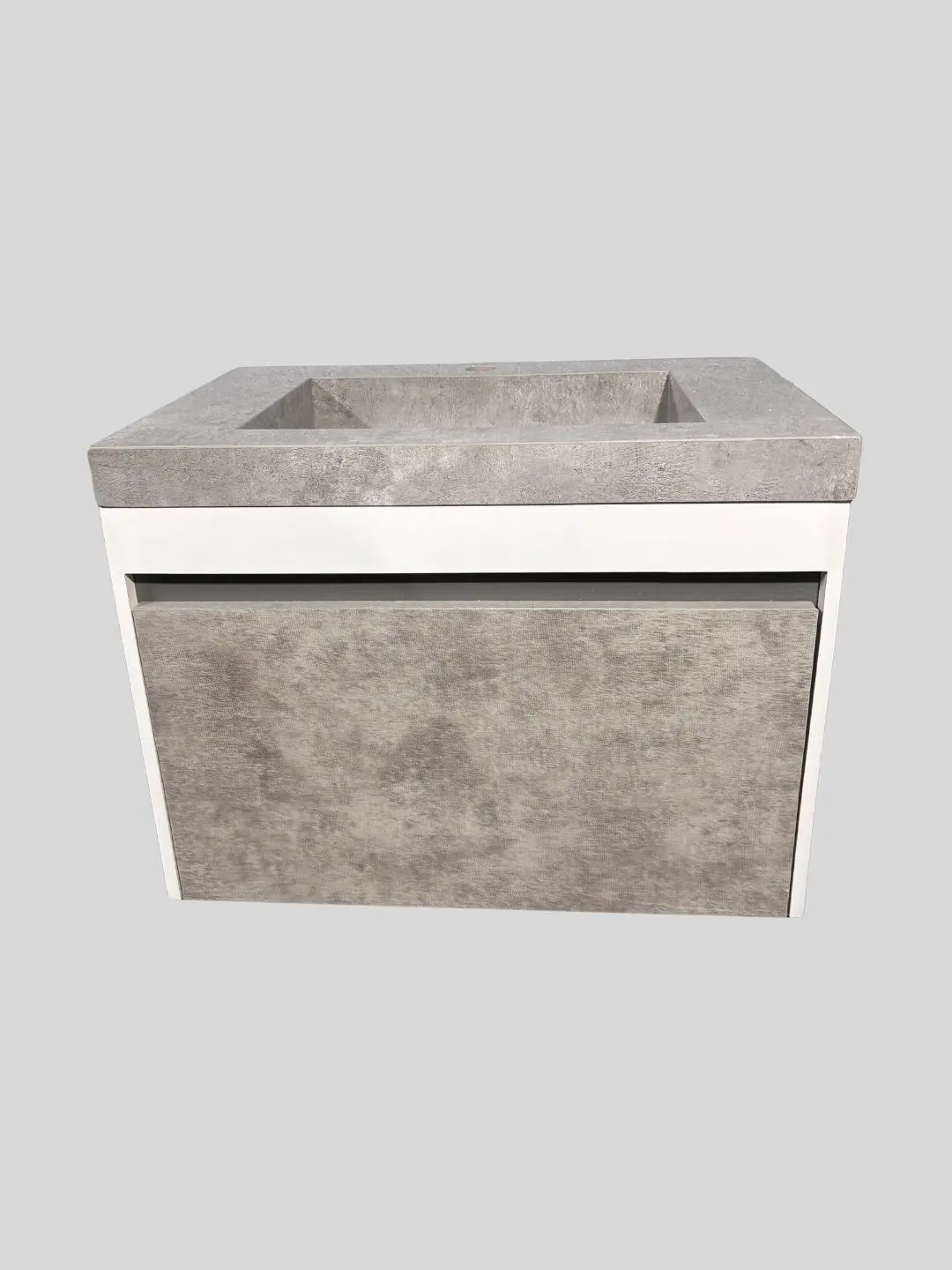 کابینت روشویی مدرن PVC مدل C-601 | طرح طوسی و سفید با صفحه پرسلان
