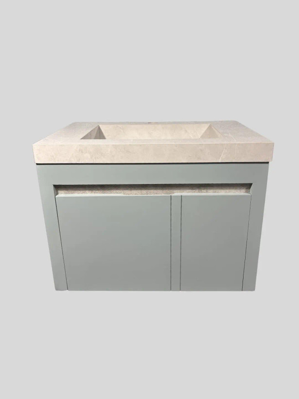 کابینت روشویی مدل C601 طوسی روشن با صفحه پرسلان طرح سنگ