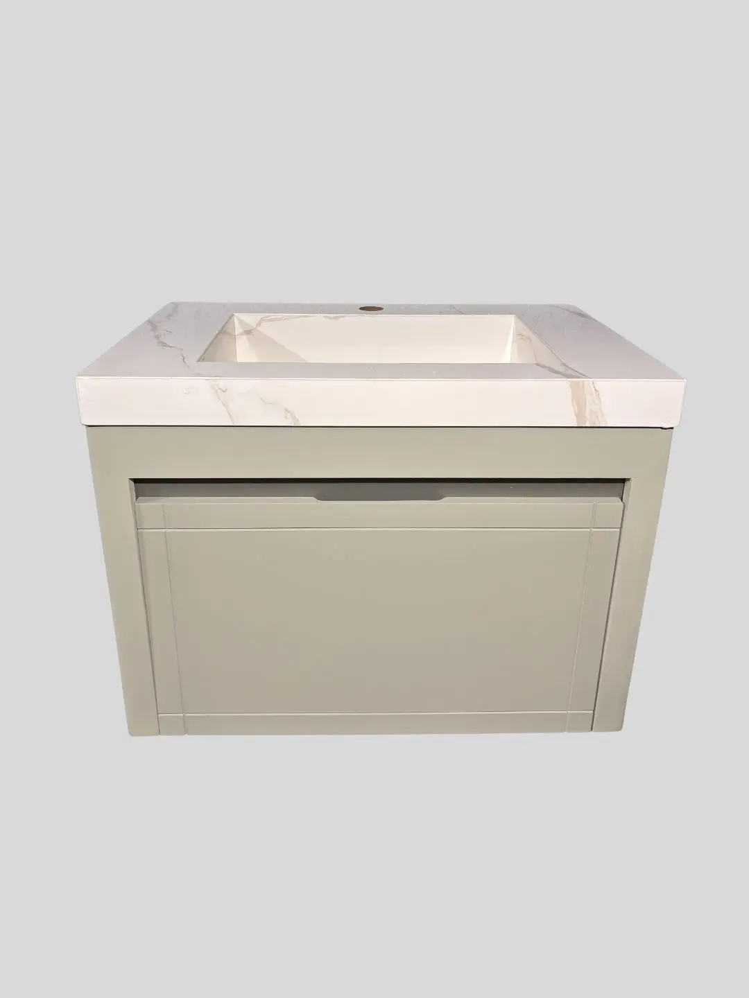 کابینت روشویی PVC مدل C601 کرم با صفحه سرامیک پرسلان طرح سنگ
