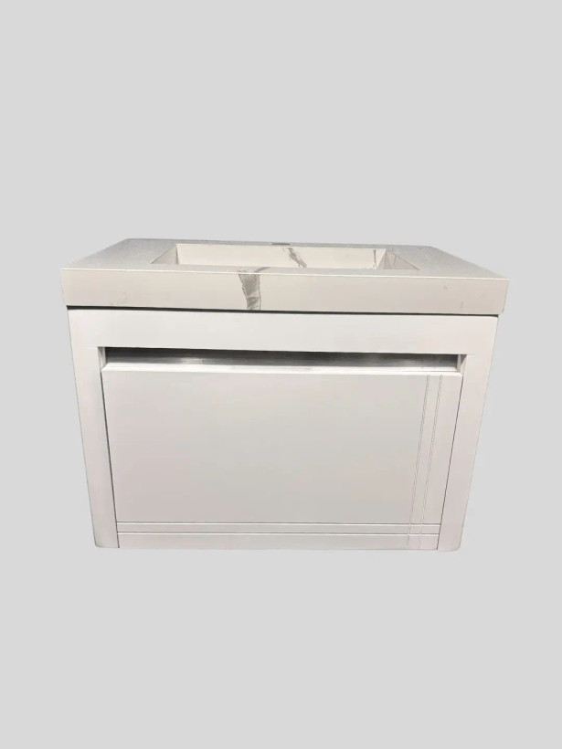 کابینت روشویی PVC مدل C601 سفید رگهدار با صفحه پرسلان