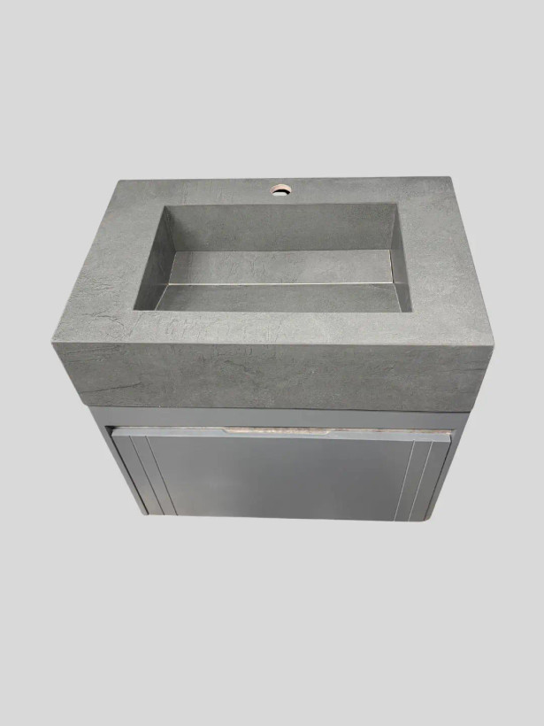 کابینت روشویی PVC C601 مدل طوسی تیره | صفحه روشویی پرسلان
