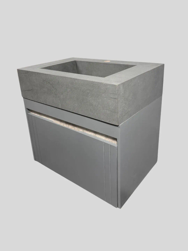 کابینت روشویی PVC C601 مدل طوسی تیره | صفحه روشویی پرسلان